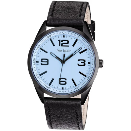 Мъжки ръчен часовник с кварцов механизъм - корпус от Стомана - Естествена кожа - цвят Син Черен