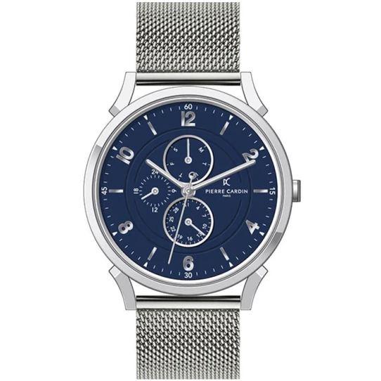 Мъжки ръчен часовник с кварцов механизъм - корпус от Стомана - Меш - цвят Син Сив