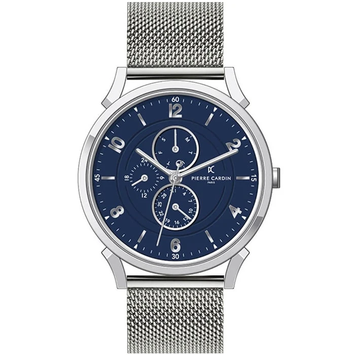 Мъжки ръчен часовник с кварцов механизъм - корпус от Стомана - Меш - цвят Син Сив