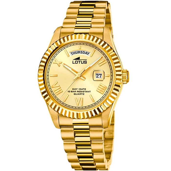 Мъжки ръчен часовник с кварцов механизъм - корпус от Стомана - Стоманена верижка - цвят Злато Злато