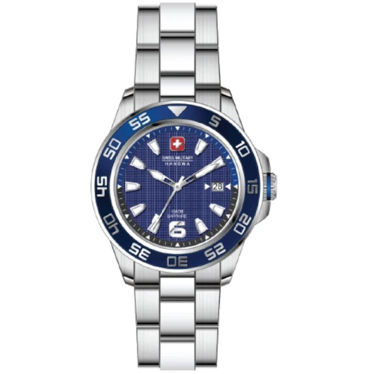 Мъжки ръчен часовник с кварцов механизъм - корпус от Стомана - Стоманена верижка - цвят Син Сив