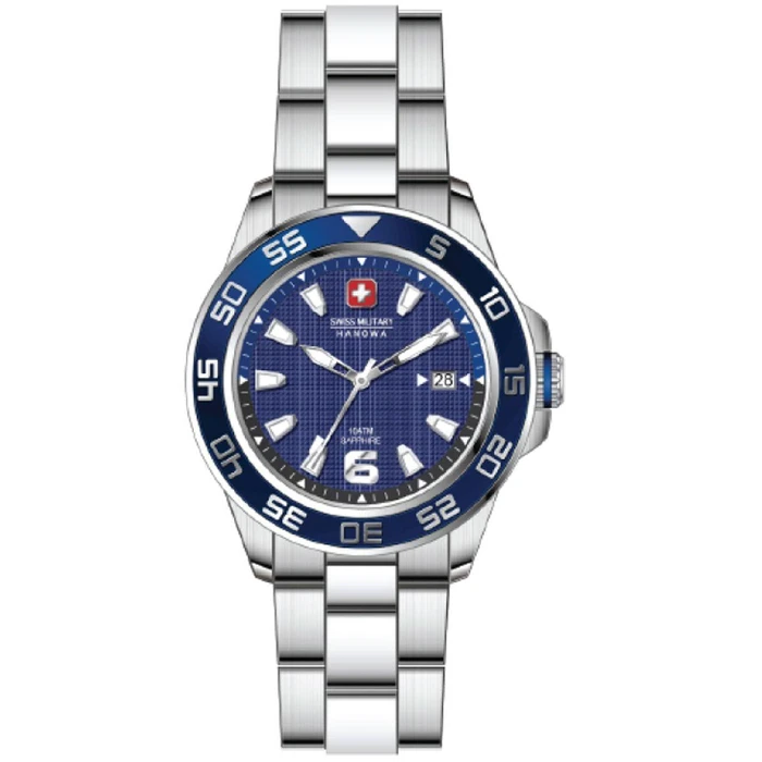 Мъжки ръчен часовник с кварцов механизъм - корпус от Стомана - Стоманена верижка - цвят Син Сив