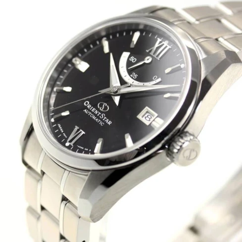 Мъжки ръчен часовник с автоматичен механизъм - корпус от Стомана - Стоманена верижка - цвят Черен