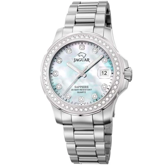 Дамски ръчен часовник с кварцов механизъм - корпус от Стомана - Стоманена верижка - цвят Седеф Сив