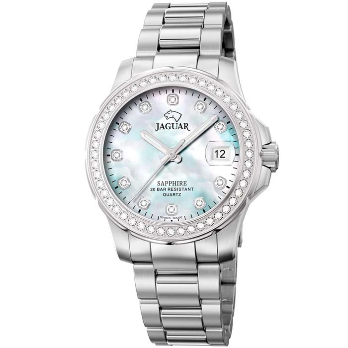 Дамски ръчен часовник с кварцов механизъм - корпус от Стомана - Стоманена верижка - цвят Седеф Сив