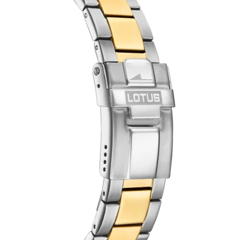 Мъжки ръчен часовник с кварцов механизъм - корпус от Стомана и злато 18К - Стоманена верижка - цвят Биколор