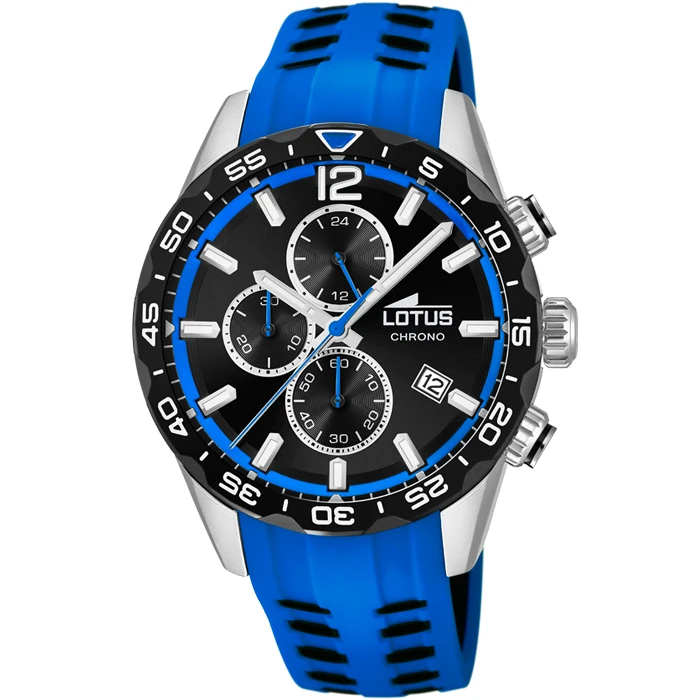 Мъжки ръчен часовник с кварцов механизъм - корпус от Стомана - Силиконова каишка - цвят Черен Син