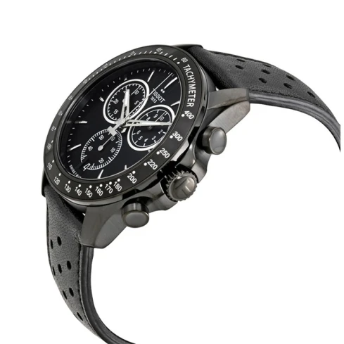 Мъжки ръчен часовник с кварцов механизъм - корпус от Стомана - Естествена кожа - цвят Черен Черен