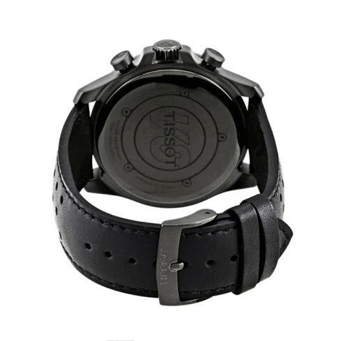 Мъжки ръчен часовник с кварцов механизъм - корпус от Стомана - Естествена кожа - цвят Черен Черен