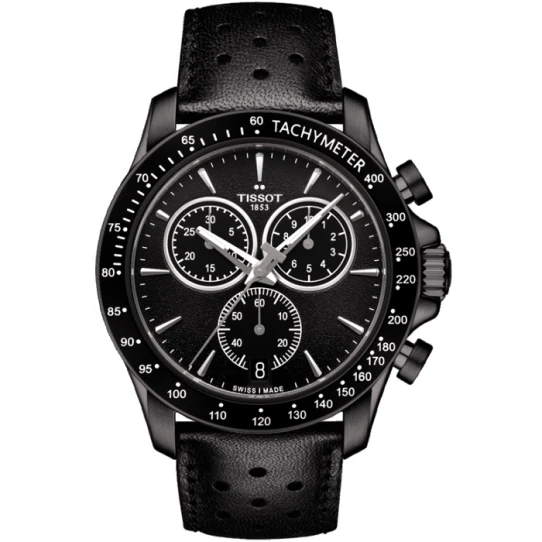 Мъжки ръчен часовник с кварцов механизъм - корпус от Стомана - Естествена кожа - цвят Черен Черен