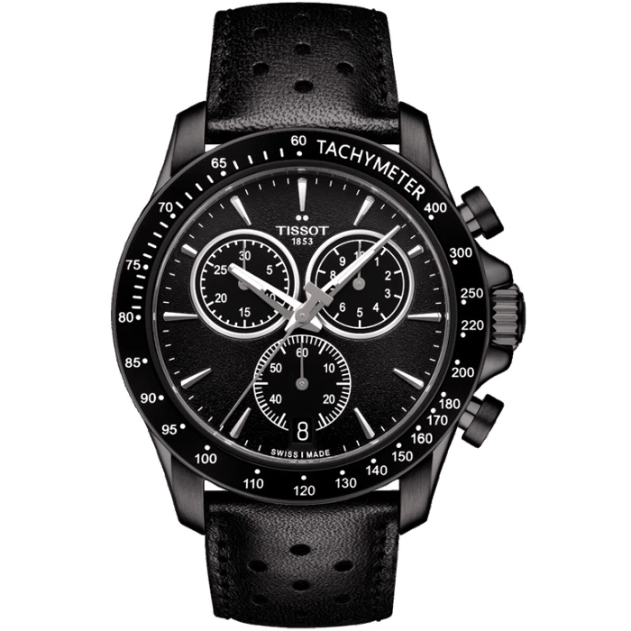 Мъжки ръчен часовник с кварцов механизъм - корпус от Стомана - Естествена кожа - цвят Черен Черен