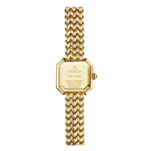 Дамски ръчен часовник с кварцов механизъм - корпус от Стомана - Стоманена верижка - цвят Седеф Злато