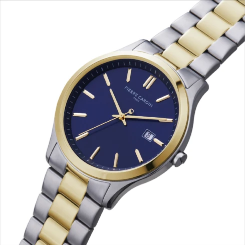 Мъжки ръчен часовник с кварцов механизъм - корпус от Стомана - Стоманена верижка - цвят Син