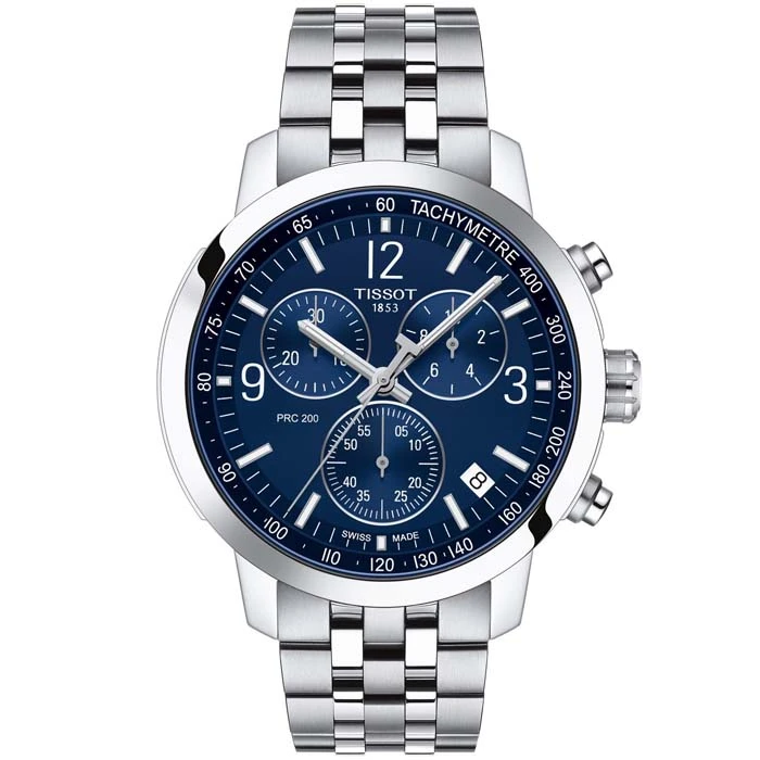 Мъжки ръчен часовник с кварцов механизъм - корпус от Стомана - Стоманена верижка - цвят Син Сив