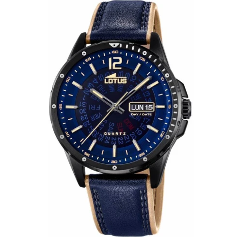 Мъжки ръчен часовник с кварцов механизъм - корпус от Стомана - Естествена кожа - цвят Син Бежов