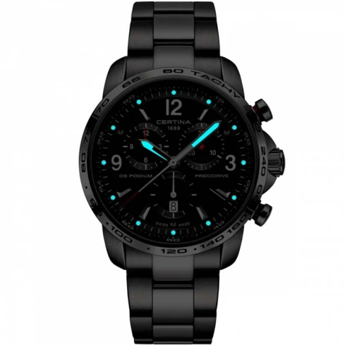 Мъжки ръчен часовник с кварцов механизъм - корпус от Стомана - Стоманена верижка - цвят Черен Сив