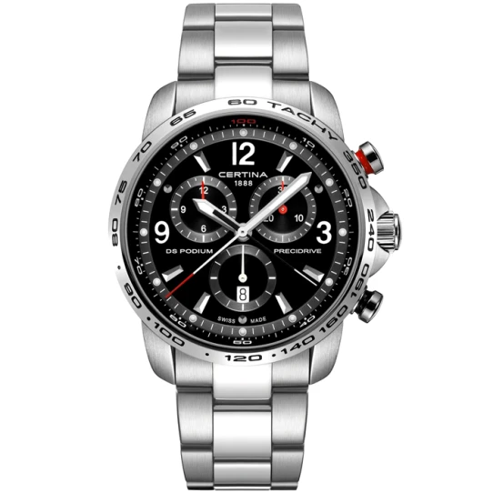 Мъжки ръчен часовник с кварцов механизъм - корпус от Стомана - Стоманена верижка - цвят Черен Сив