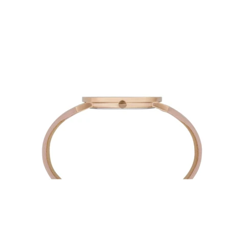 Дамски ръчен часовник с кварцов механизъм - корпус от Стомана - Естествена кожа - цвят Розов Розов