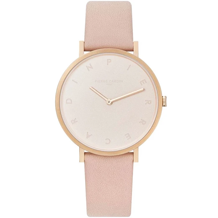 Дамски ръчен часовник с кварцов механизъм - корпус от Стомана - Естествена кожа - цвят Розов Розов