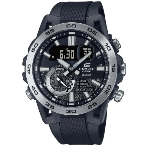 Мъжки ръчен часовник с кварцов механизъм - корпус от Стомана - Силиконова каишка - цвят Черен Черен