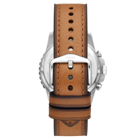 Мъжки ръчен часовник с кварцов механизъм - корпус от Стомана - Естествена кожа - цвят Син Кафяв