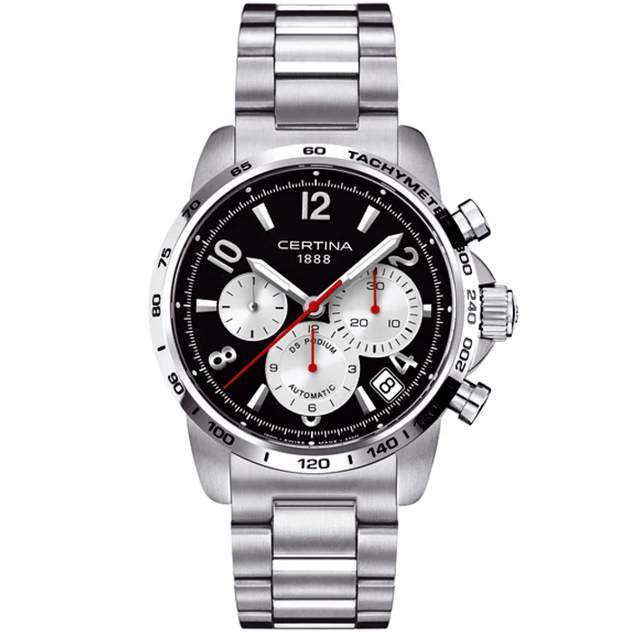 Мъжки ръчен часовник с автоматичен механизъм - корпус от Стомана - Стоманена верижка - цвят Черен Сив