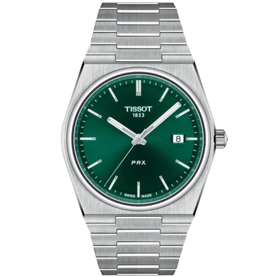 Мъжки ръчен часовник с кварцов механизъм - корпус от Стомана - Стоманена верижка - цвят Зелен Сив