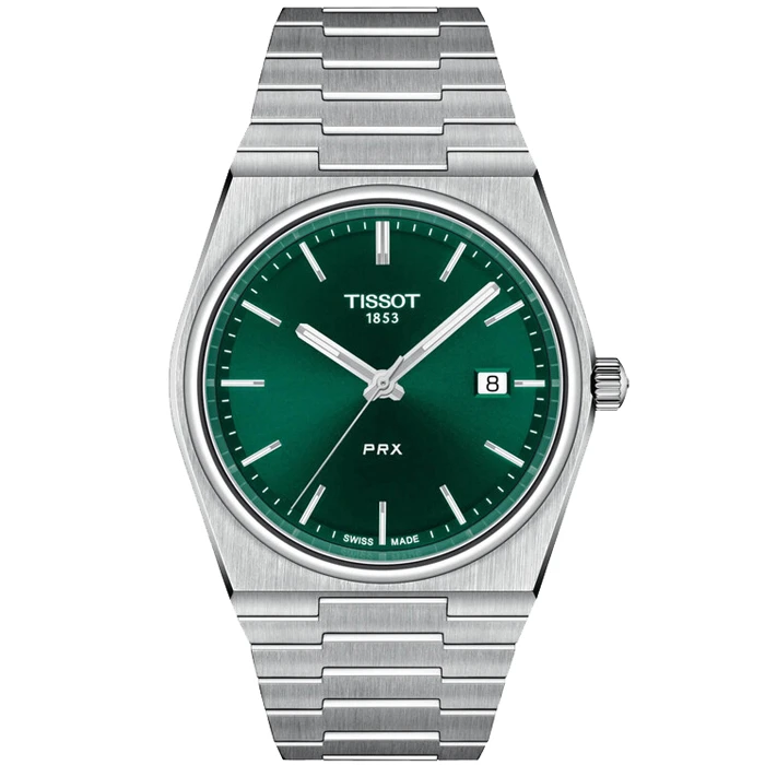 Мъжки ръчен часовник с кварцов механизъм - корпус от Стомана - Стоманена верижка - цвят Зелен Сив