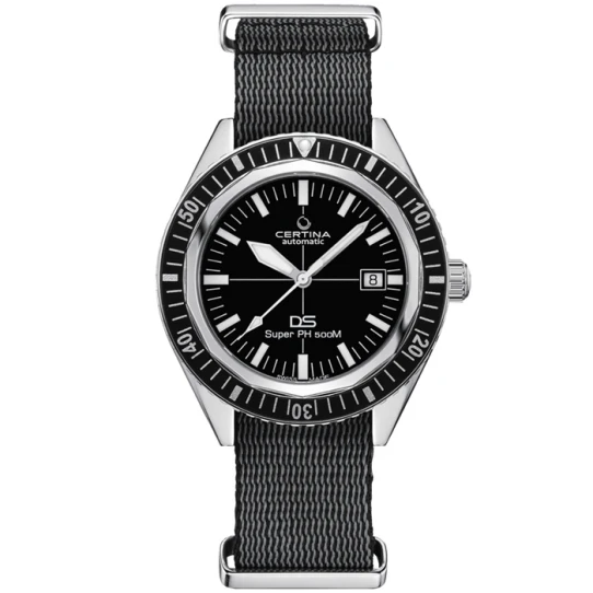 Мъжки ръчен часовник с автоматичен механизъм - корпус от Стомана и алуминий - Нато каишка - цвят Черен Черен