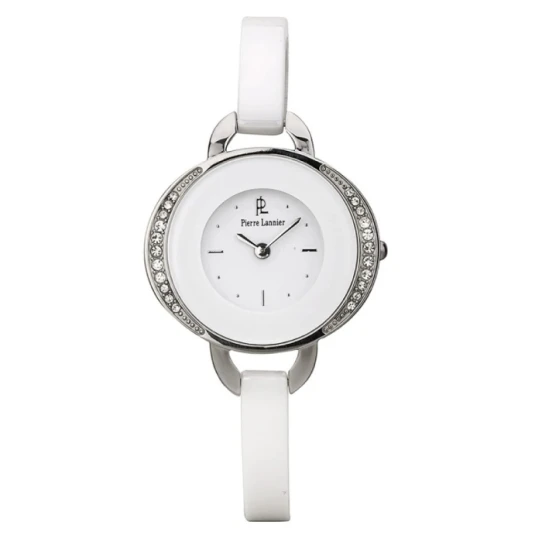 Дамски ръчен часовник с кварцов механизъм - корпус от Стомана - Керамика - цвят Бял Сив