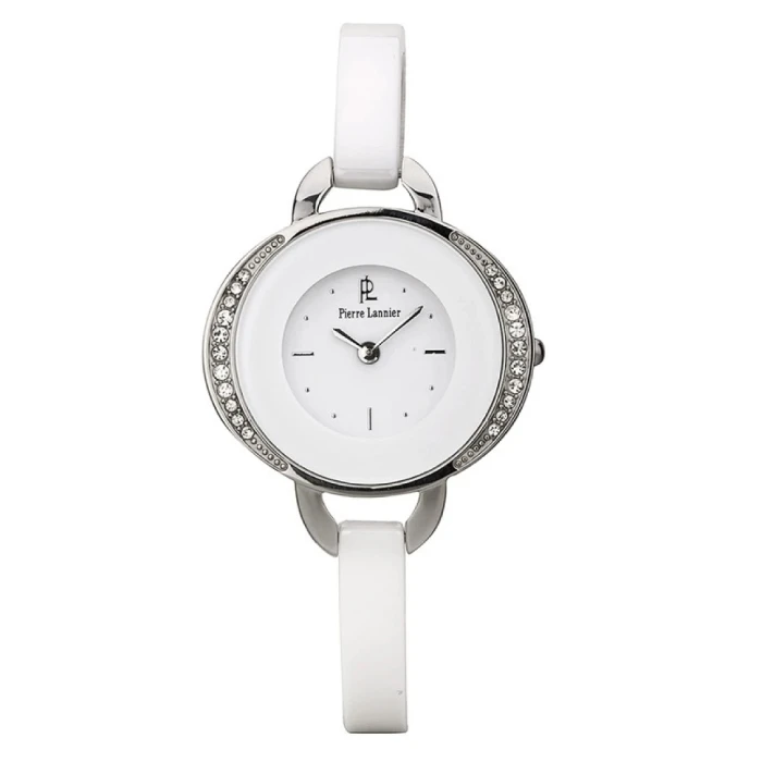 Дамски ръчен часовник с кварцов механизъм - корпус от Стомана - Керамика - цвят Бял Сив