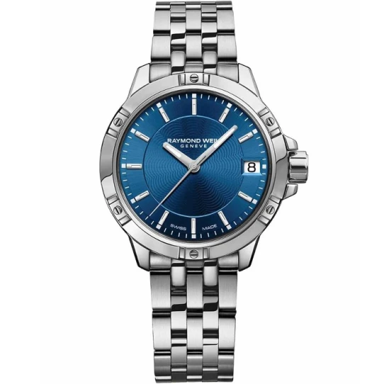 Дамски ръчен часовник с кварцов механизъм - корпус от Стомана - Стоманена верижка - цвят Син Сив