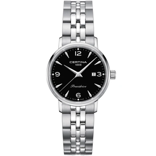 Дамски ръчен часовник с кварцов механизъм - корпус от Стомана - Стоманена верижка - цвят Черен Сив