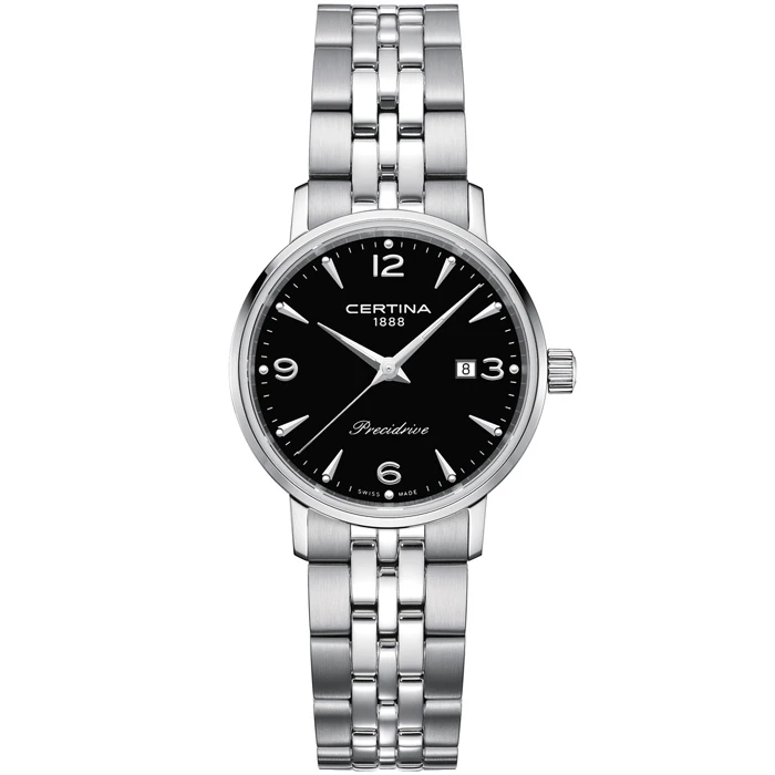 Дамски ръчен часовник с кварцов механизъм - корпус от Стомана - Стоманена верижка - цвят Черен Сив