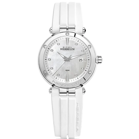 Дамски ръчен часовник с кварцов механизъм - корпус от Стомана - FKM - цвят Седеф Бял