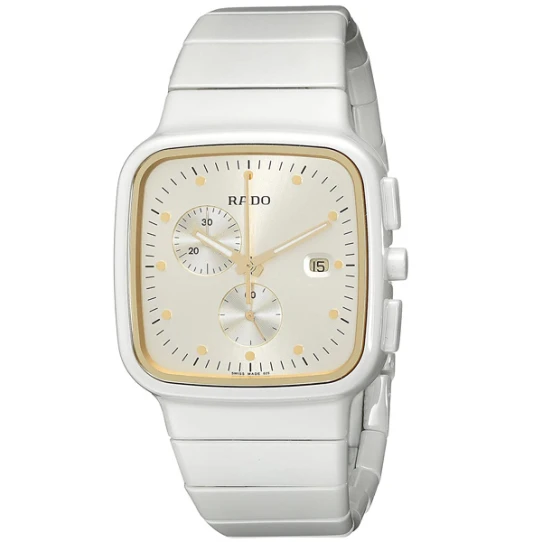 Дамски ръчен часовник с кварцов механизъм - корпус от Стомана и керамика - Керамика - цвят Бял Бял