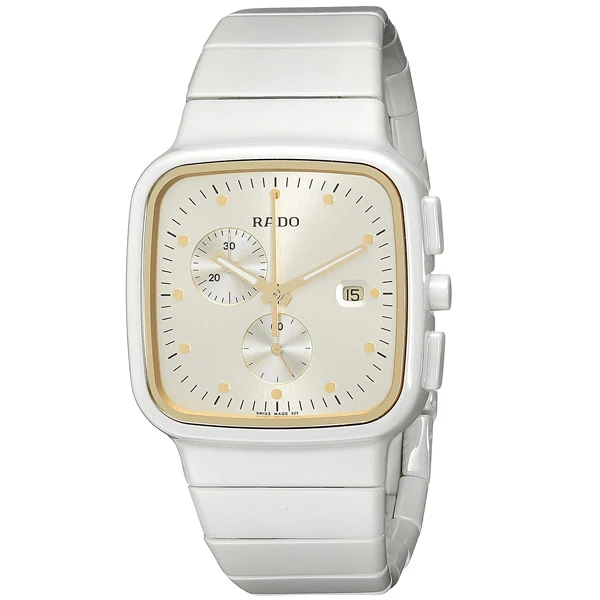 Дамски ръчен часовник с кварцов механизъм - корпус от Стомана и керамика - Керамика - цвят Бял Бял