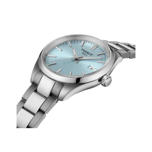 Дамски ръчен часовник с кварцов механизъм - корпус от Стомана - Стоманена верижка - цвят Син Сив