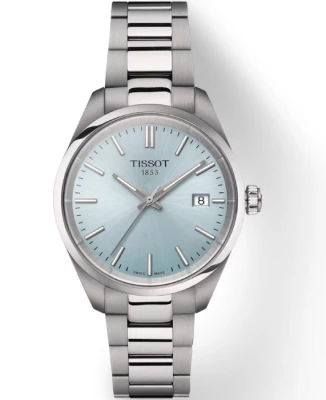 Дамски ръчен часовник с кварцов механизъм - корпус от Стомана - Стоманена верижка - цвят Син Сив