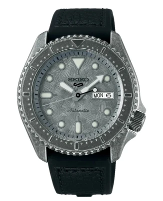 Мъжки ръчен часовник с автоматичен механизъм - корпус от Стомана - Естествена кожа - цвят Сребрист Черен