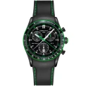 Мъжки ръчен часовник с кварцов механизъм - корпус от Стомана - Каучук - цвят Черен Зелен