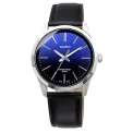 Мъжки ръчен часовник с кварцов механизъм - корпус от Стомана - Естествена кожа - цвят Син Черен