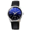 Мъжки ръчен часовник с кварцов механизъм - корпус от Стомана - Естествена кожа - цвят Син Черен