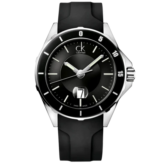 Мъжки ръчен часовник с кварцов механизъм - корпус от Стомана и керамика - Силиконова каишка - цвят Черен Черен