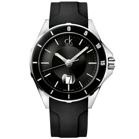 Мъжки ръчен часовник с кварцов механизъм - корпус от Стомана и керамика - Силиконова каишка - цвят Черен Черен