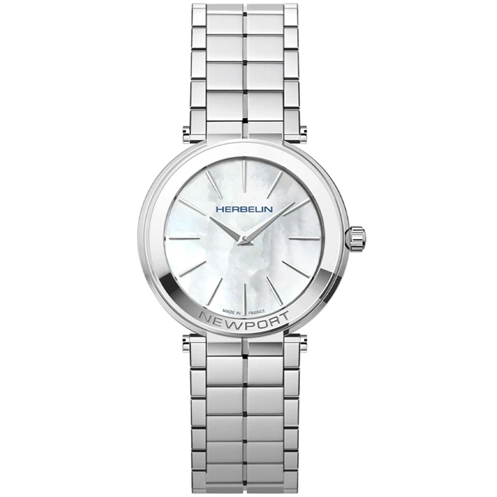 Дамски ръчен часовник с кварцов механизъм - корпус от Стомана - Стоманена верижка - цвят Седеф Сив