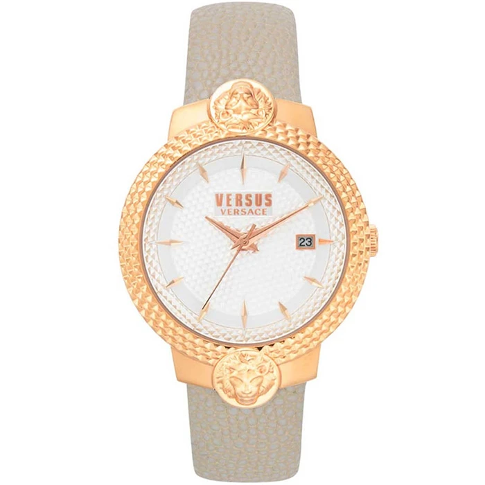 Мъжки ръчен часовник с кварцов механизъм - корпус от Стомана - Синтетична кожа - цвят Бял Сив