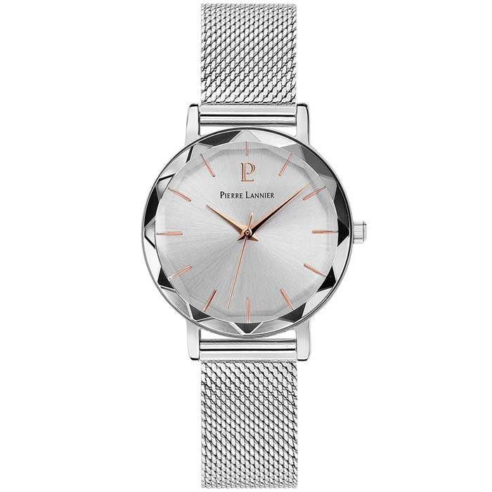 Дамски ръчен часовник с кварцов механизъм - корпус от Стомана - Меш - цвят Сребрист Сив