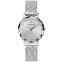 Дамски ръчен часовник с кварцов механизъм - корпус от Стомана - Меш - цвят Сребрист Сив