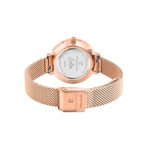 Дамски ръчен часовник с кварцов механизъм - корпус от Стомана - Меш - цвят Бял Розово Злато